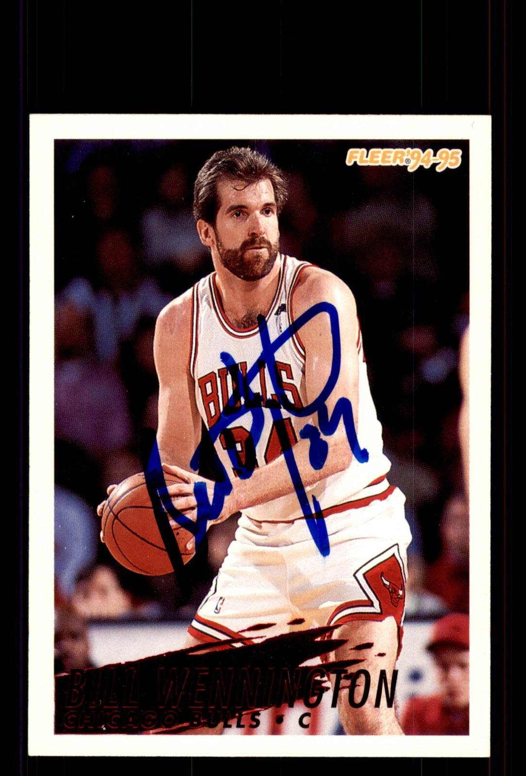 Signed Basketball Card Auto Bill Wennington 1994-95 Fleer #36 Chicago Bulls