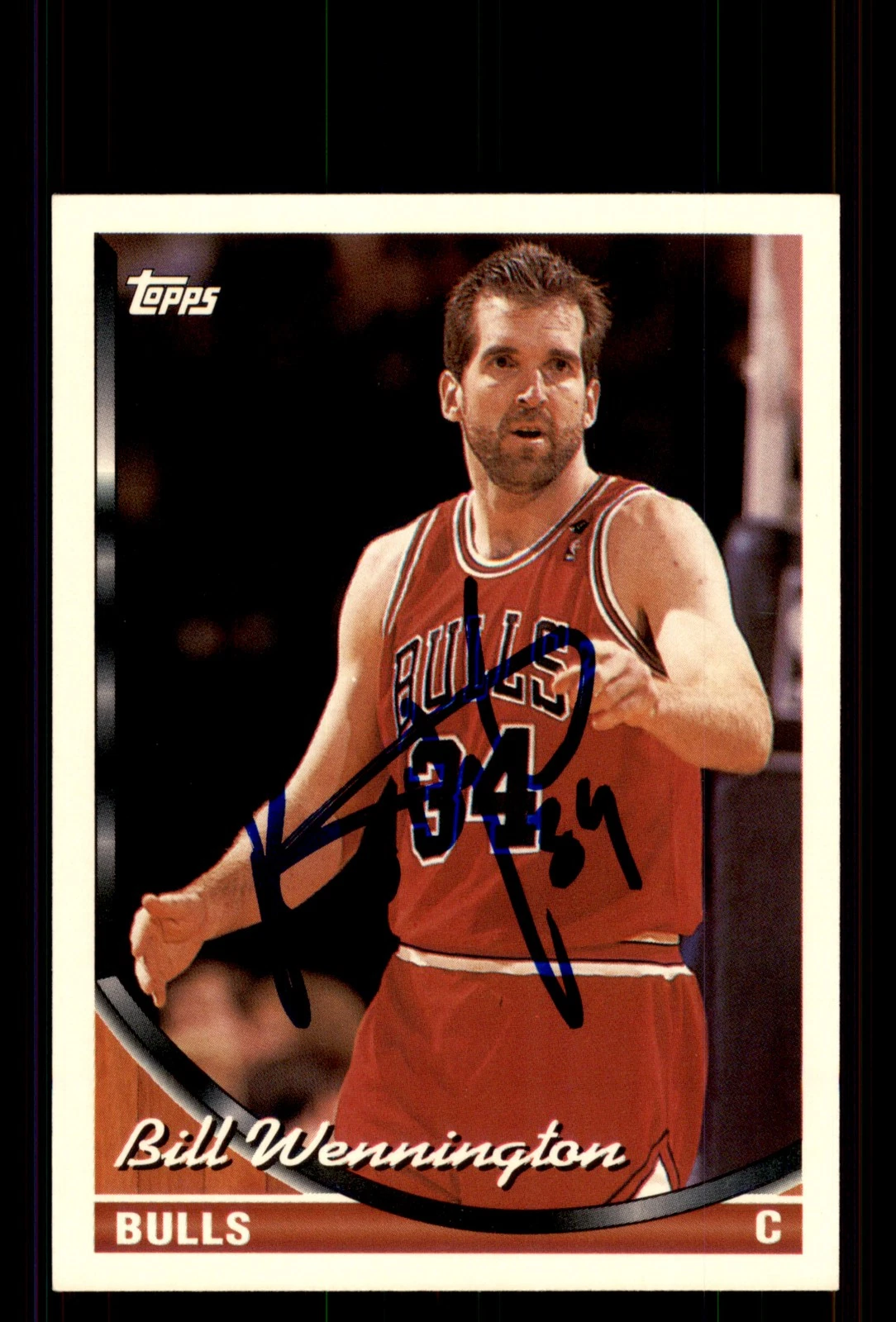 Signed Basketball Card Auto Bill Wennington 1993-94 Topps #238 Chicago Bulls