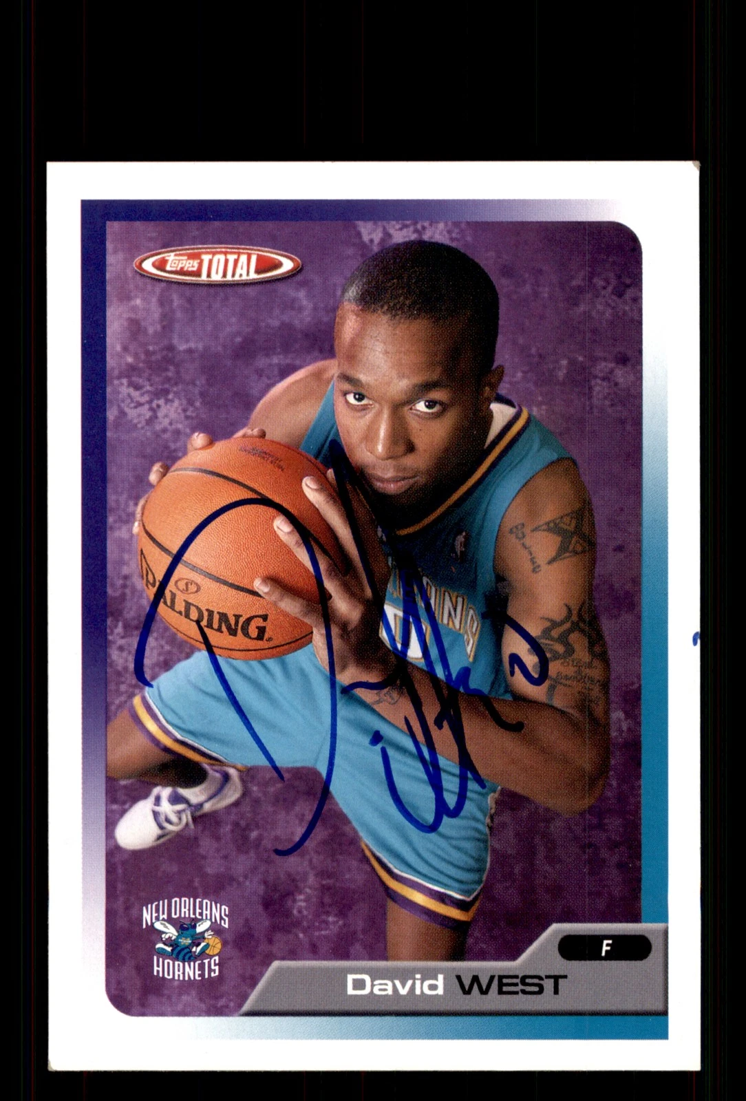 Signed Basketball Card Auto David West 2005-06 Topps Total #203 Hornets