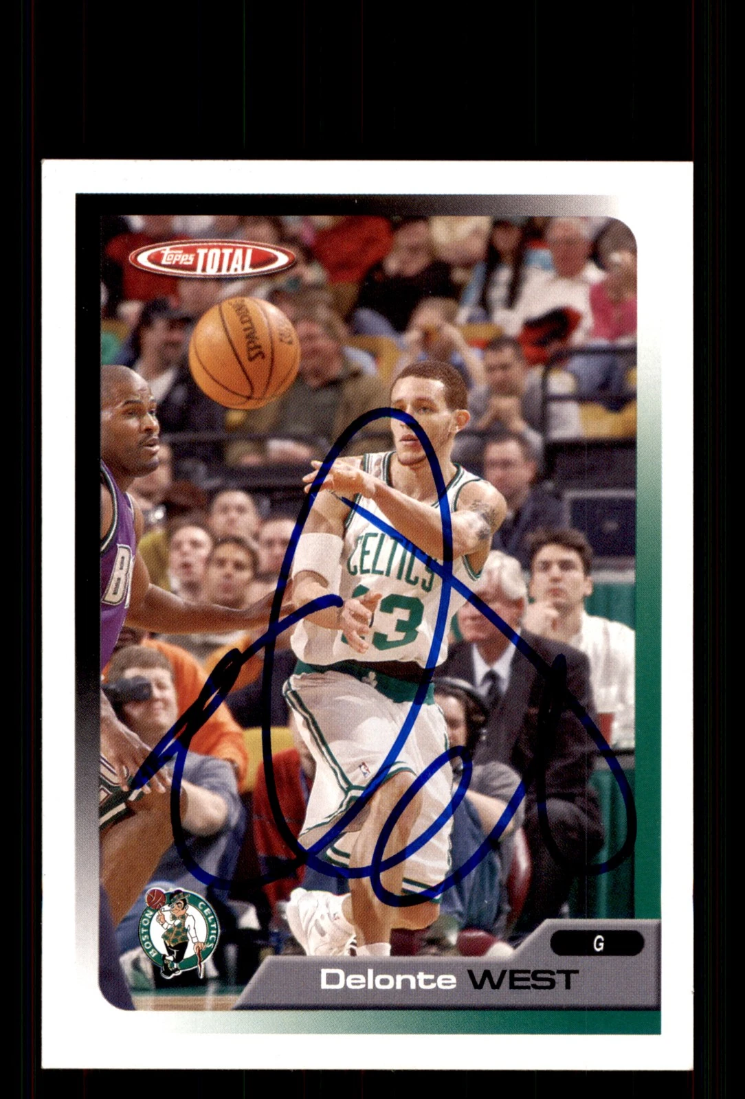 Signed Basketball Card Auto Delonte West 2005-06 Topps Total #156 Celtics