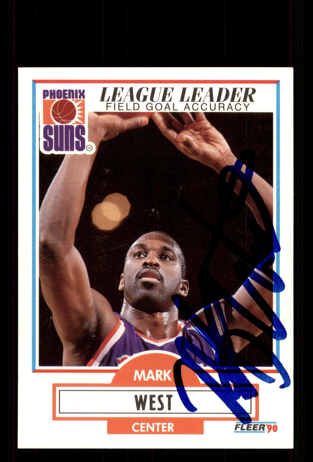 Signed Basketball Card Auto Mark West 1990-91 Fleer #153 Phoenix Suns
