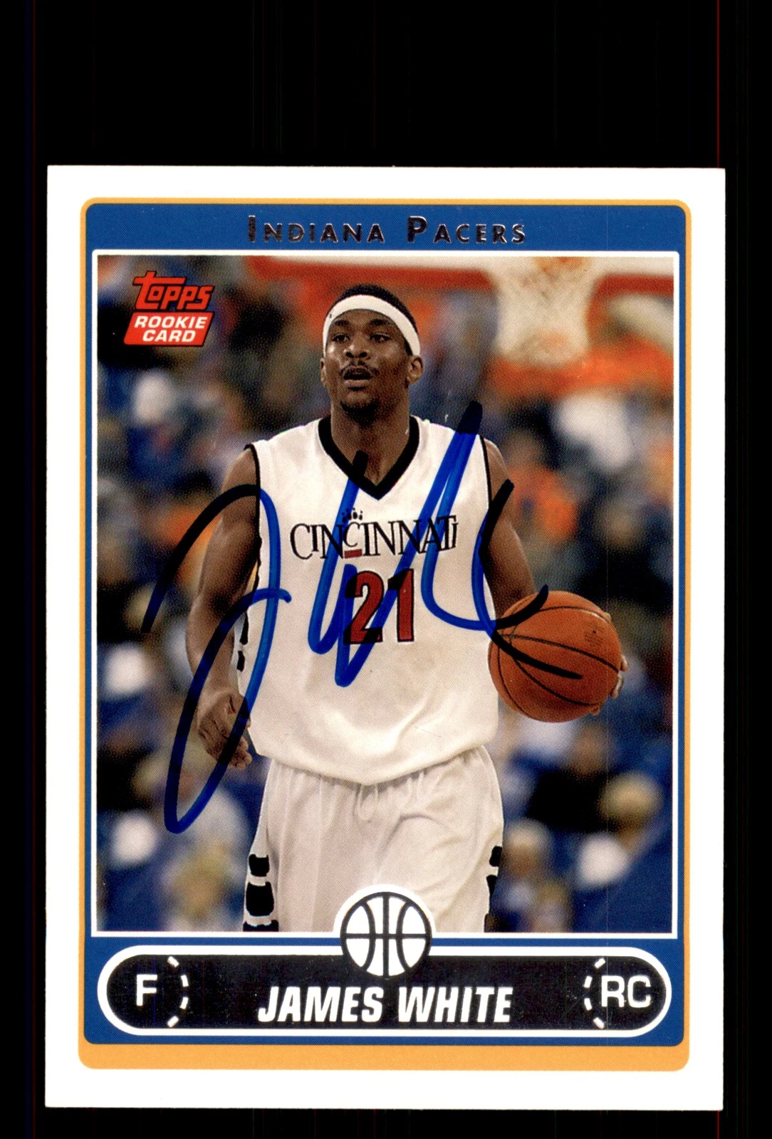 Signed Basketball Card Auto James White 2006-07 Topps #239 Indiana Pacers