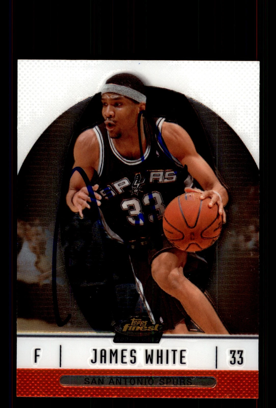 Signed Basketball Card Auto James White 2006-07 Finest #76 San Antonio Spurs