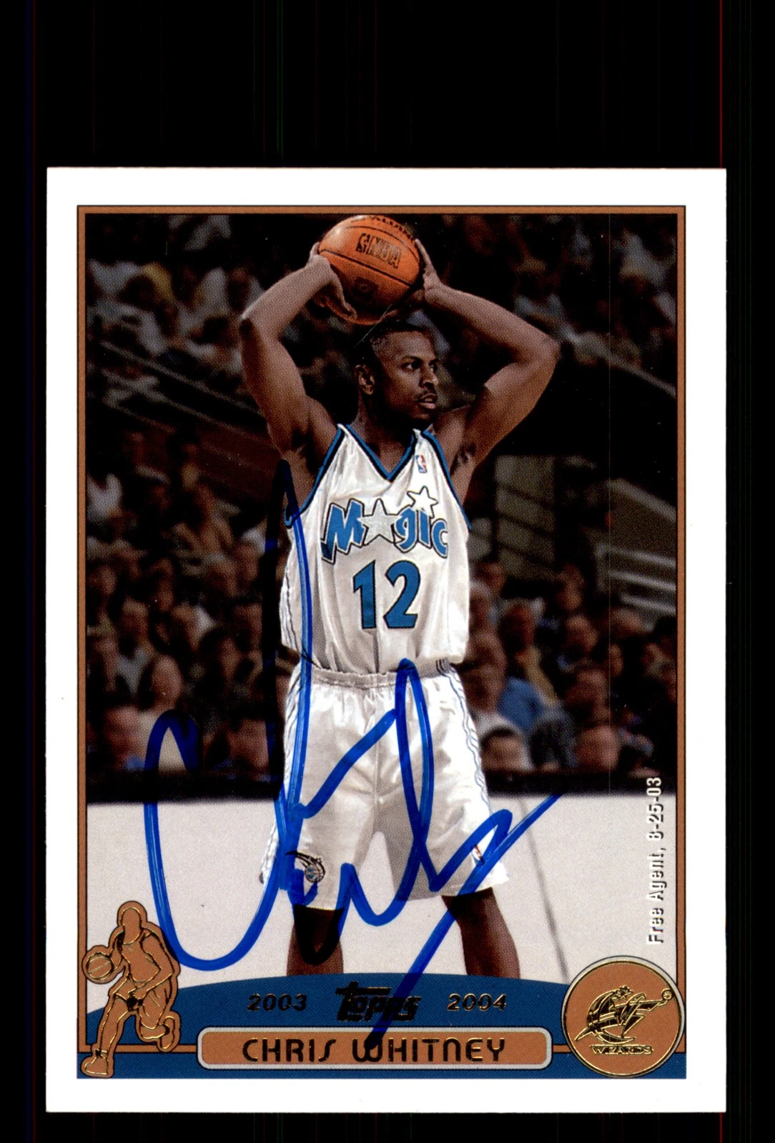 Signed Basketball Card Auto Chris Whitney 2003-04 Topps #98 Washington Wizards