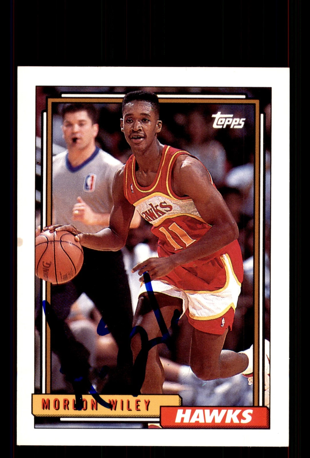 Signed Basketball Card Auto Morlon Wiley 1992-93 Topps #295 Atlanta Hawks