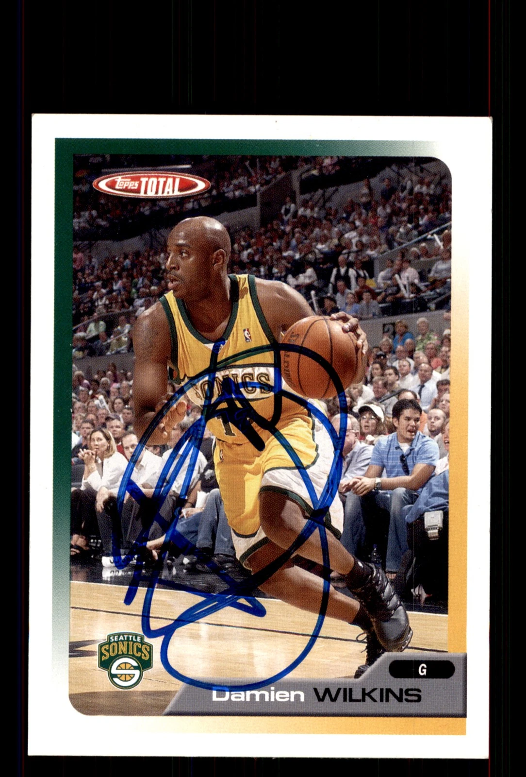 Signed Basketball Card Auto Damien Wilkins 2005-06 Topps Total #207 SuperSonics