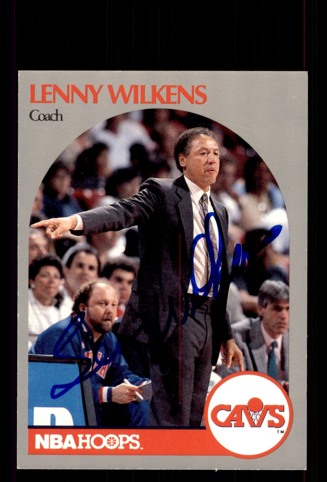 Signed Basketball Card Auto Lenny Wilkens 1990-91 Hoops #309 Cleveland Cavaliers
