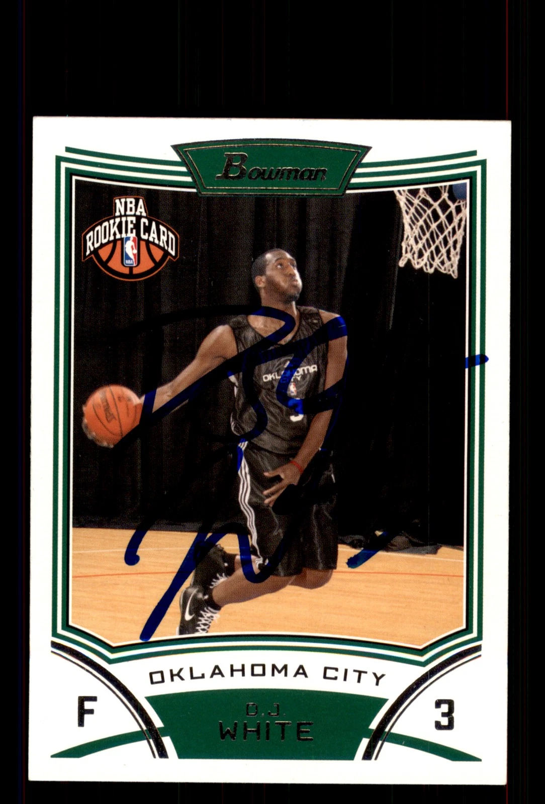 Signed Basketball Card Auto D.J. White 2008-09 Bowman #135 Oklahoma City Thunder