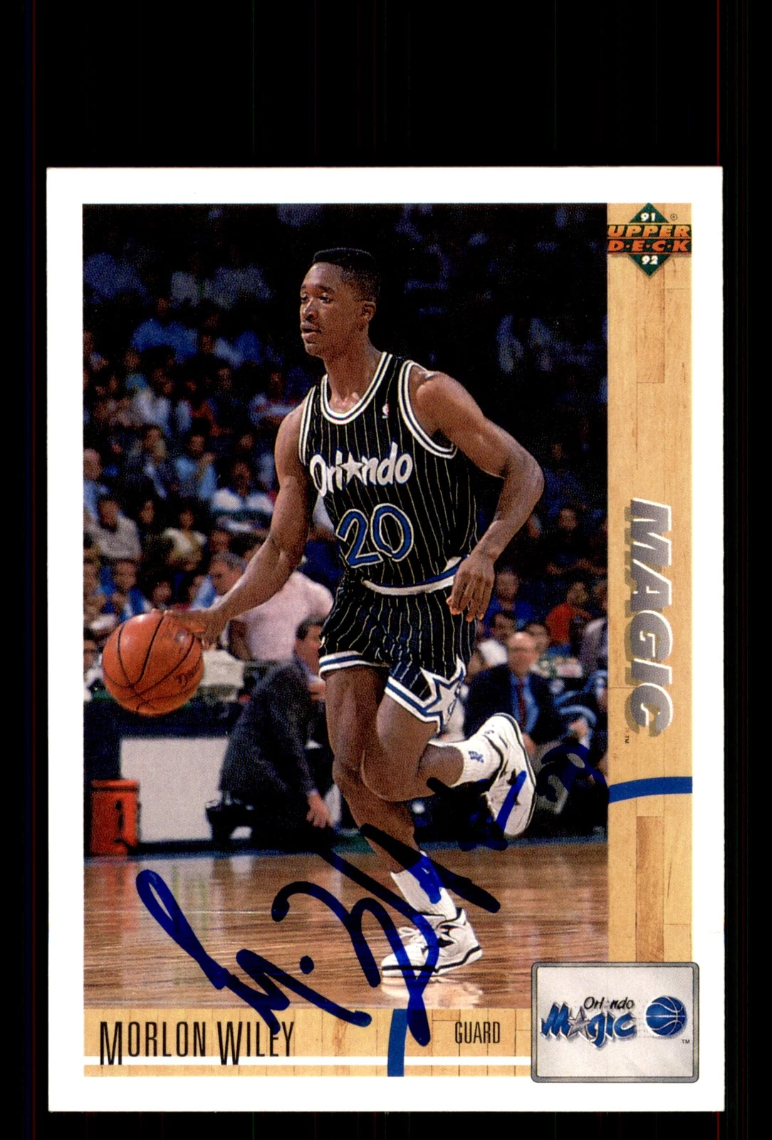 Signed Basketball Card Auto Morlon Wiley 1991-92 Upper Deck #26 Orlando Magic