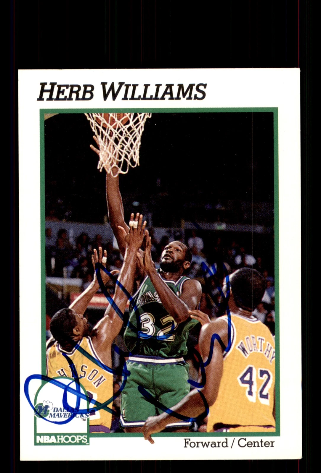 Signed Basketball Card Auto Herb Williams 1991-92 Hoops #50 Dallas Mavericks