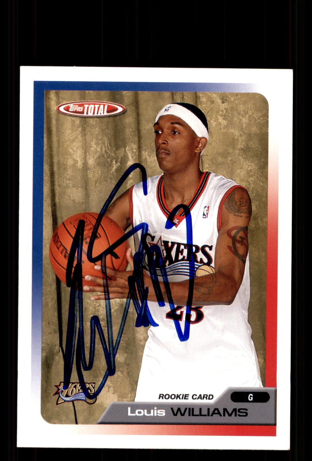 Signed Basketball Card Auto Louis Williams 2005-06 Topps Total #327 76ers