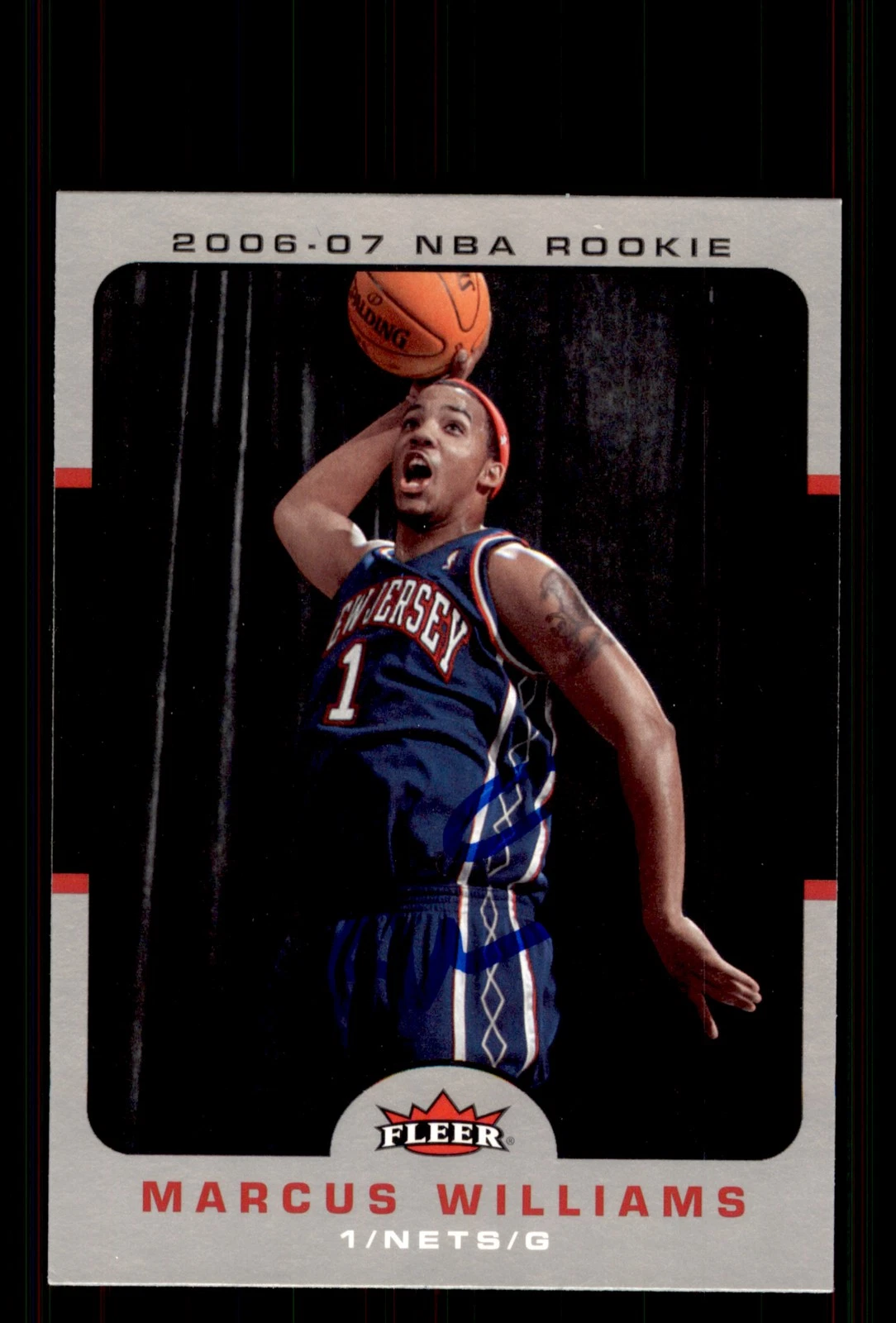 Signed Basketball Card Auto Marcus Williams 2006-07 Fleer #216 New Jersey Nets