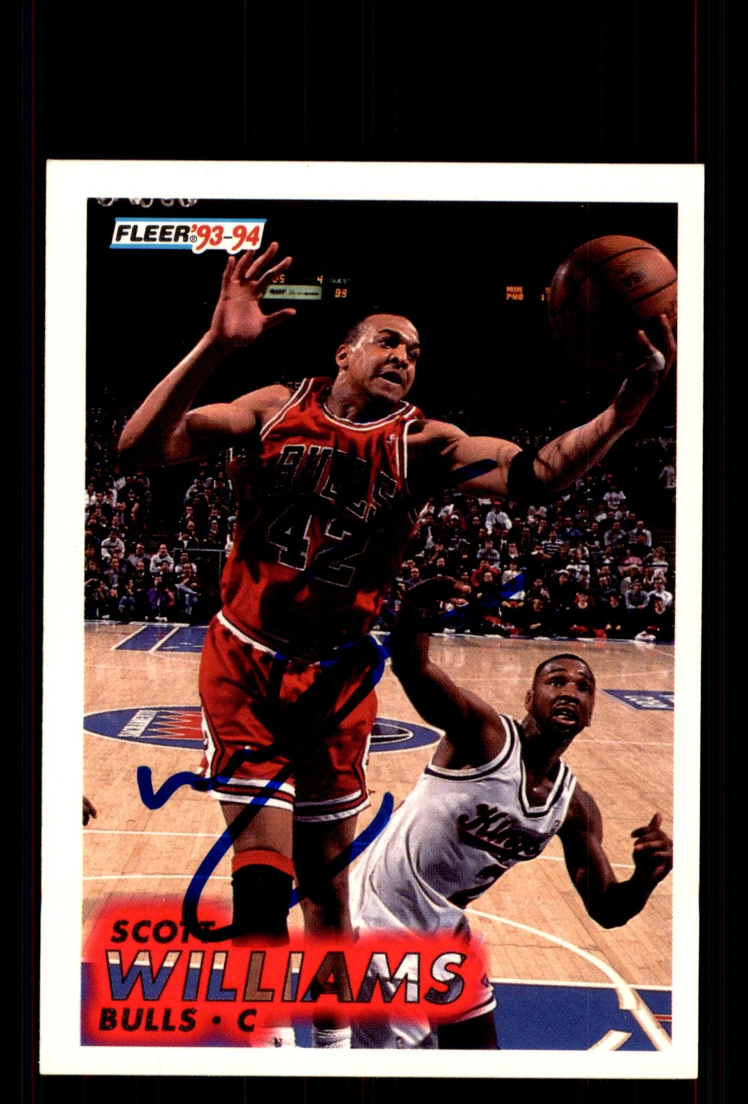 Signed Basketball Card Auto Scott Williams 1993-94 Fleer #33 Chicago Bulls