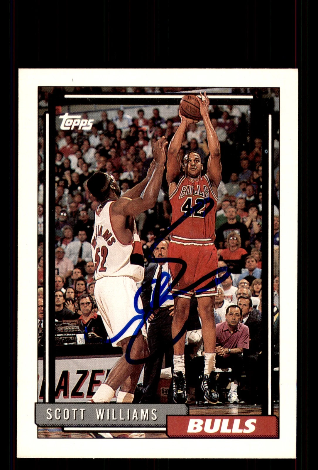 Signed Basketball Card Auto Scott Williams 1992-93 Topps #309 Chicago Bulls