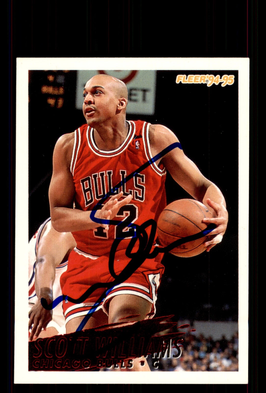 Signed Basketball Card Auto Scott Williams 1994-95 Fleer #37 Chicago Bulls