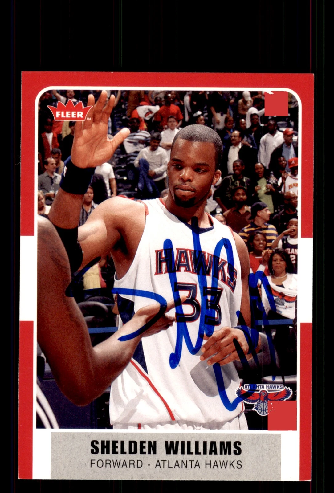 Signed Basketball Card Auto Shelden Williams 2007-08 Fleer #86 Atlanta Hawks
