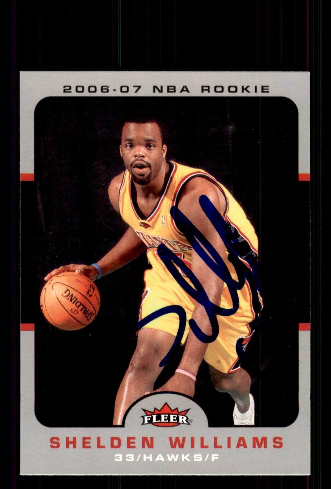 Signed Basketball Card Auto Shelden Williams 2006-07 Fleer #213 Atlanta Hawks