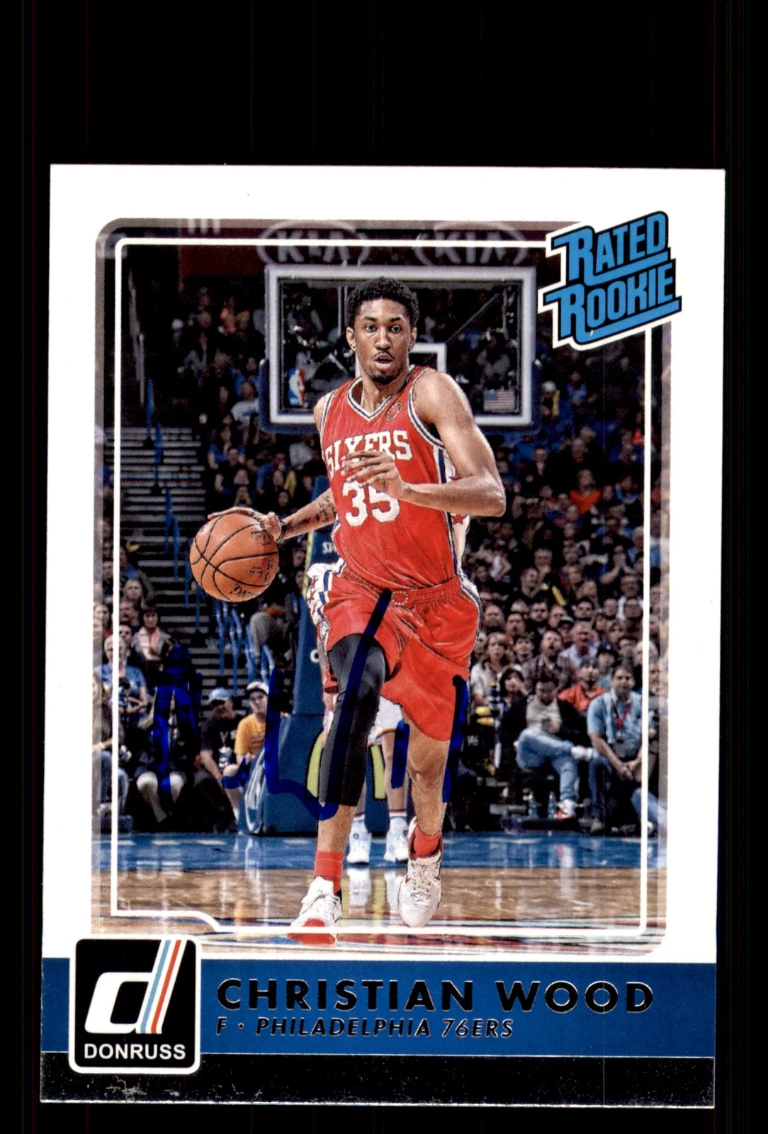 Signed Basketball Card Auto Christian Wood 2015-16 Donruss #238 76ers