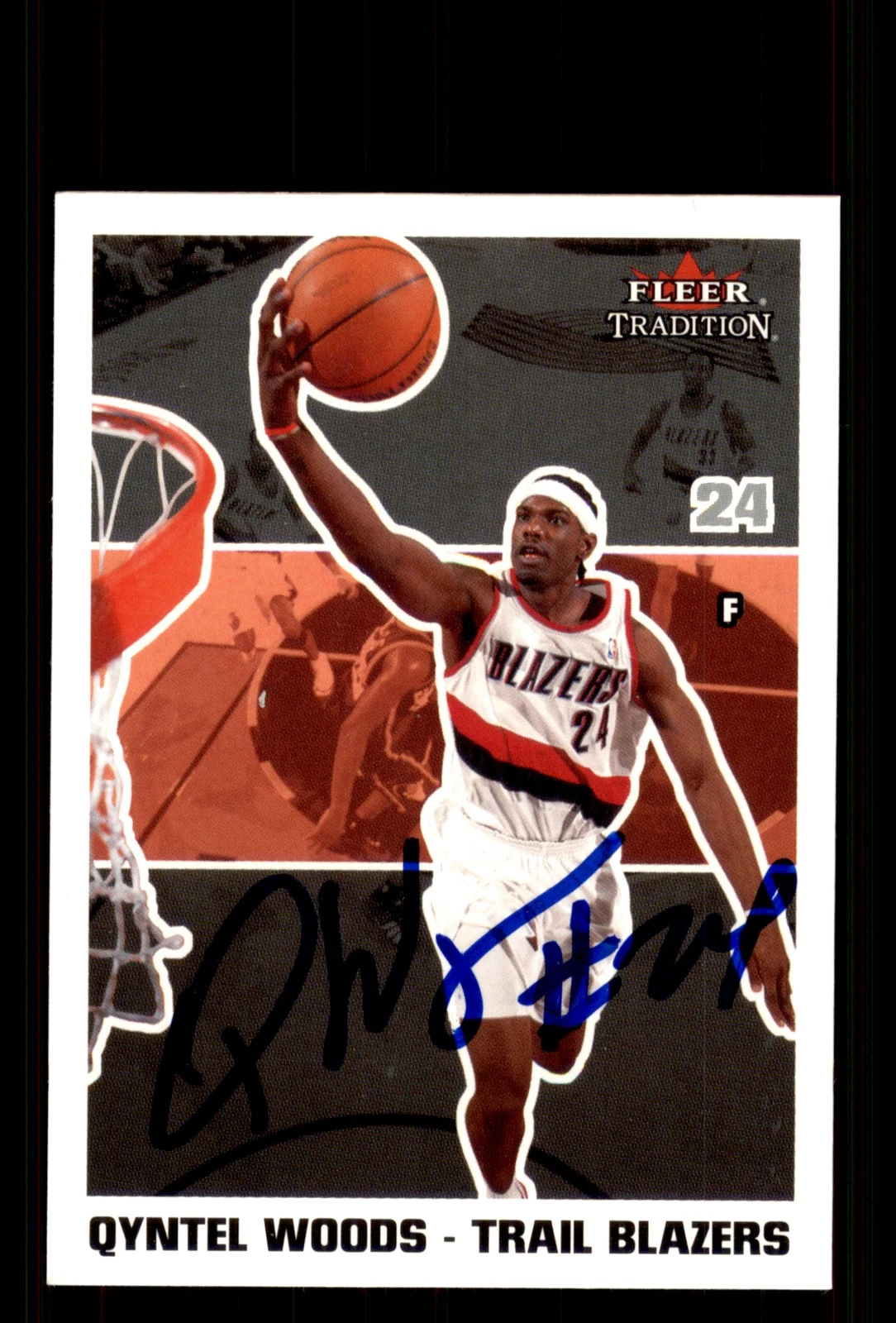 Signed Basketball Card Auto Qyntel Woods 2003-04 Fleer Tradition #177
