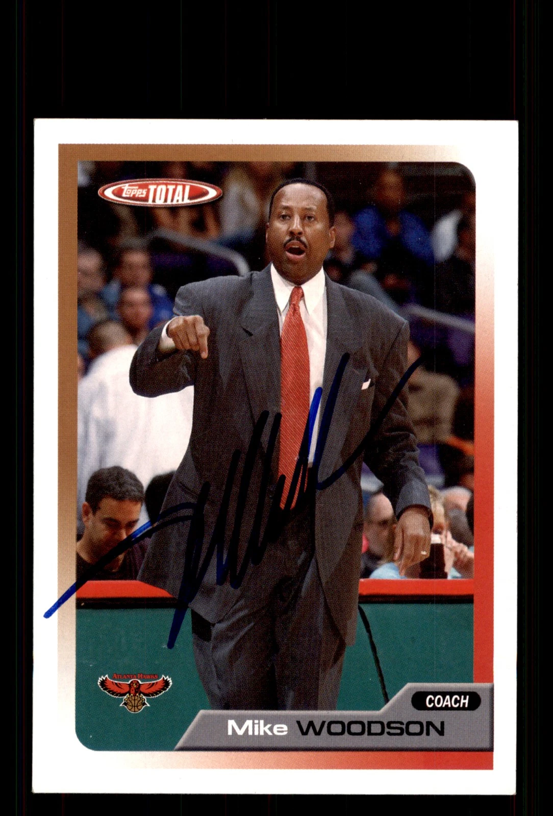 Signed Basketball Card Auto Mike Woodson 2005-06 Topps Total #361 Atlanta Hawks
