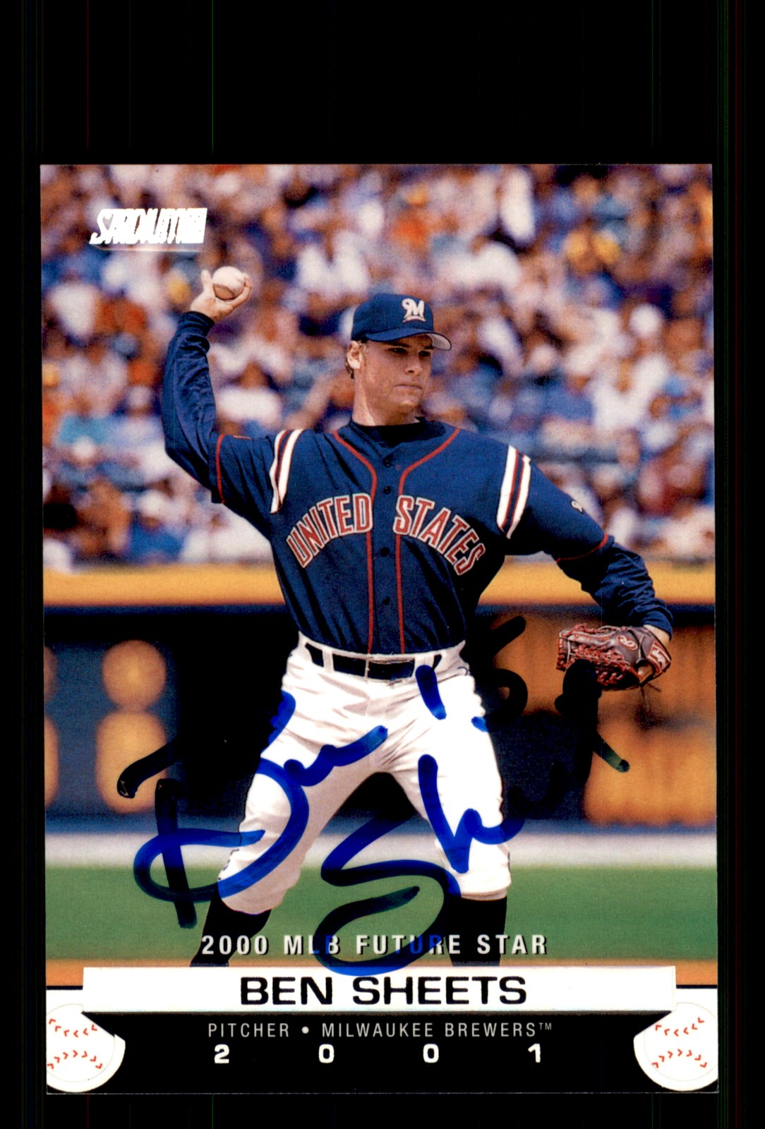 Signed Baseball Card Auto Ben Sheets 2001 Stadium Club #180 Milwaukee Brewers