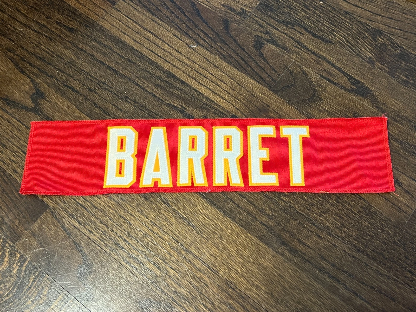 KANSAS CITY CHIEFS GAME USED ? TEAM ISSUED JERSEY NAMEPLATE BARRET