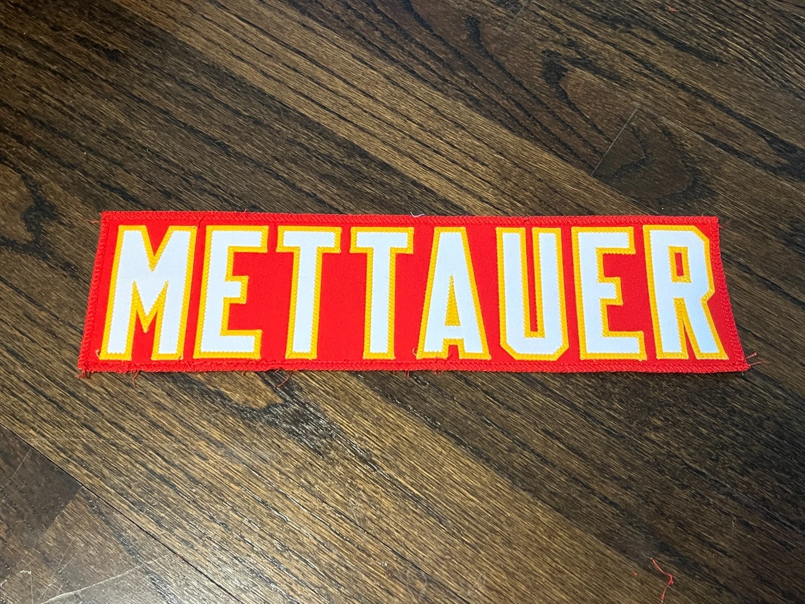 KANSAS CITY CHIEFS GAME USED ? ISSUED JERSEY NAMEPLATE McKADE METTAUER OKLAHOMA