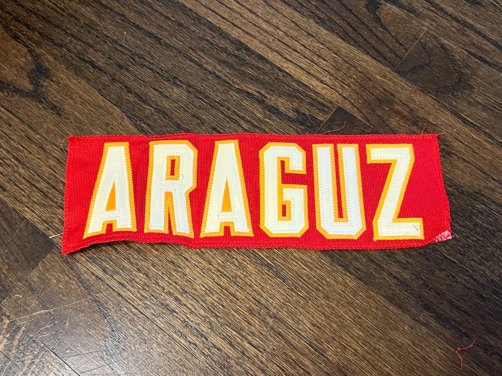 KANSAS CITY CHIEFS GAME USED ? ISSUED FOOTBALL JERSEY NAMEPLATE LEO ARAGUZ