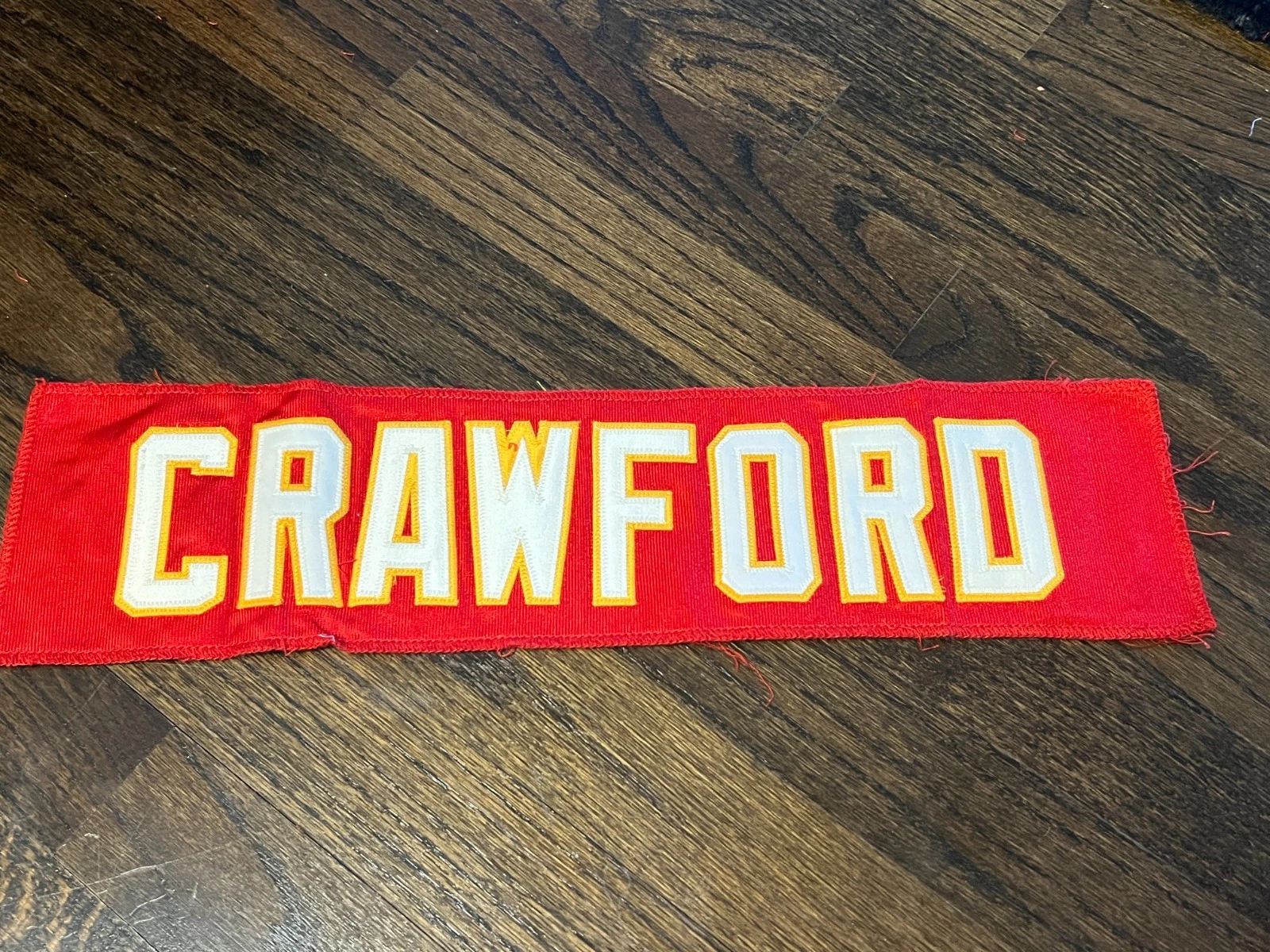 KANSAS CITY CHIEFS GAME USED ? ISSUED FOOTBALL JERSEY NAMEPLATE CRAWFORD