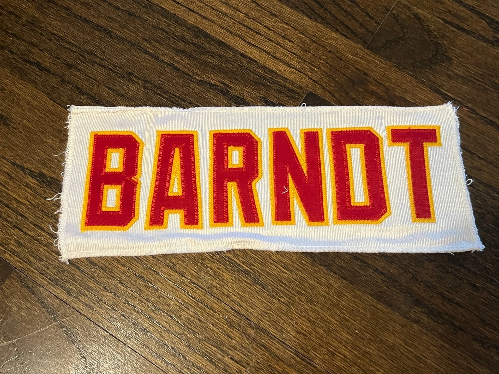 KANSAS CITY CHIEFS GAME USED ? ISSUED JERSEY NAMEPLATE TOM BARNDT PITTSBURGH NFL
