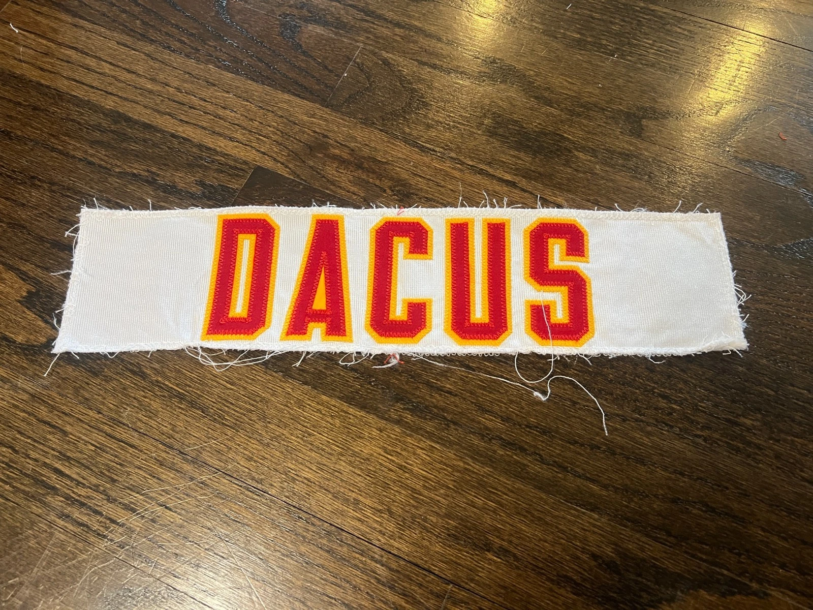KANSAS CITY CHIEFS GAME USED ? ISSUED JERSEY NAMEPLATE NFL WESTON DACUS ARKANSAS