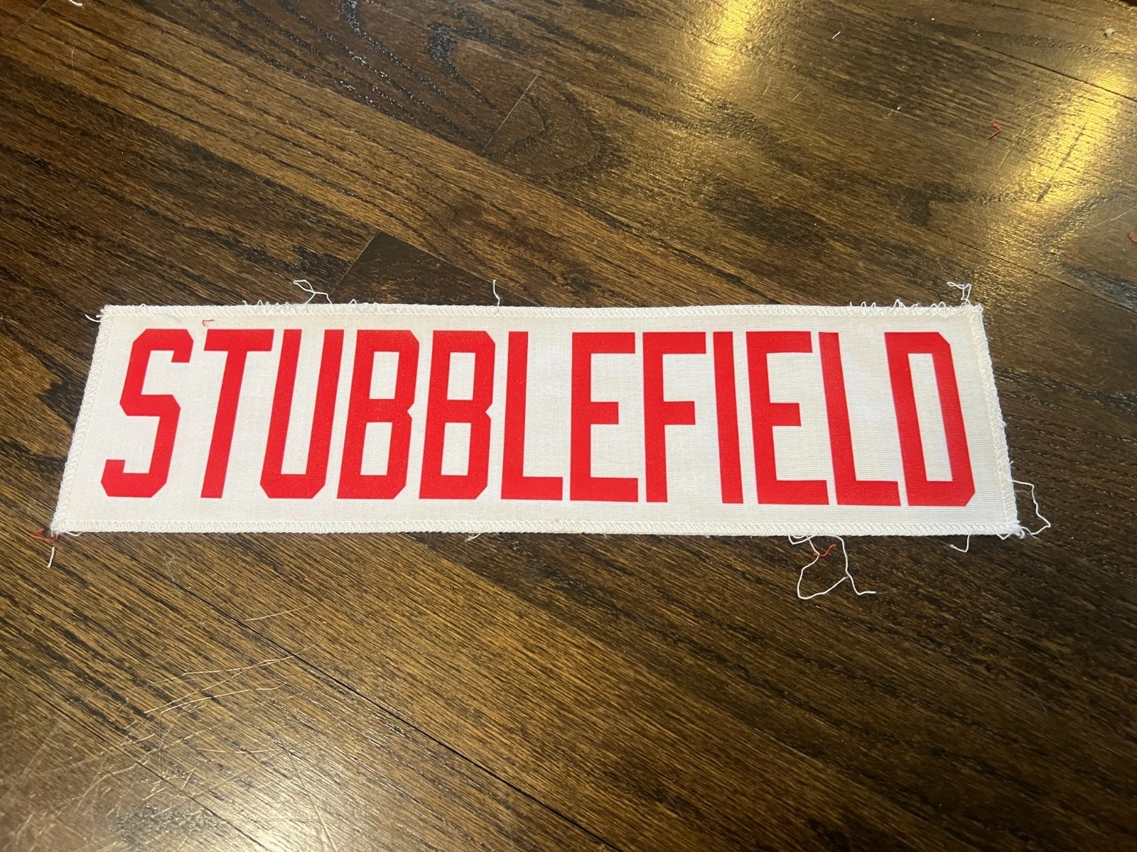 KANSAS CITY CHIEFS GAME USED ? ISSUED JERSEY NAMEPLATE FOOTBALL NFL STUBBLEFIELD