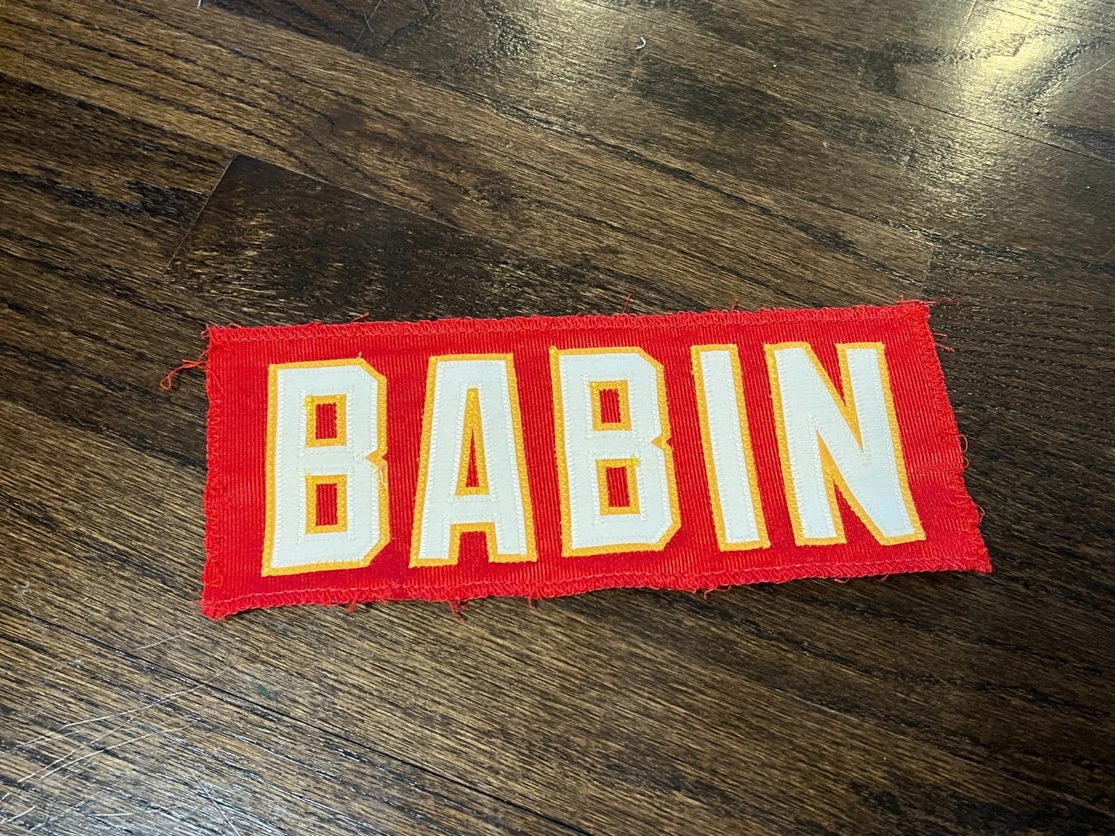 KANSAS CITY CHIEFS GAME USED ? TEAM ISSUED JERSEY NAMEPLATE JASON BABIN FOOTBALL