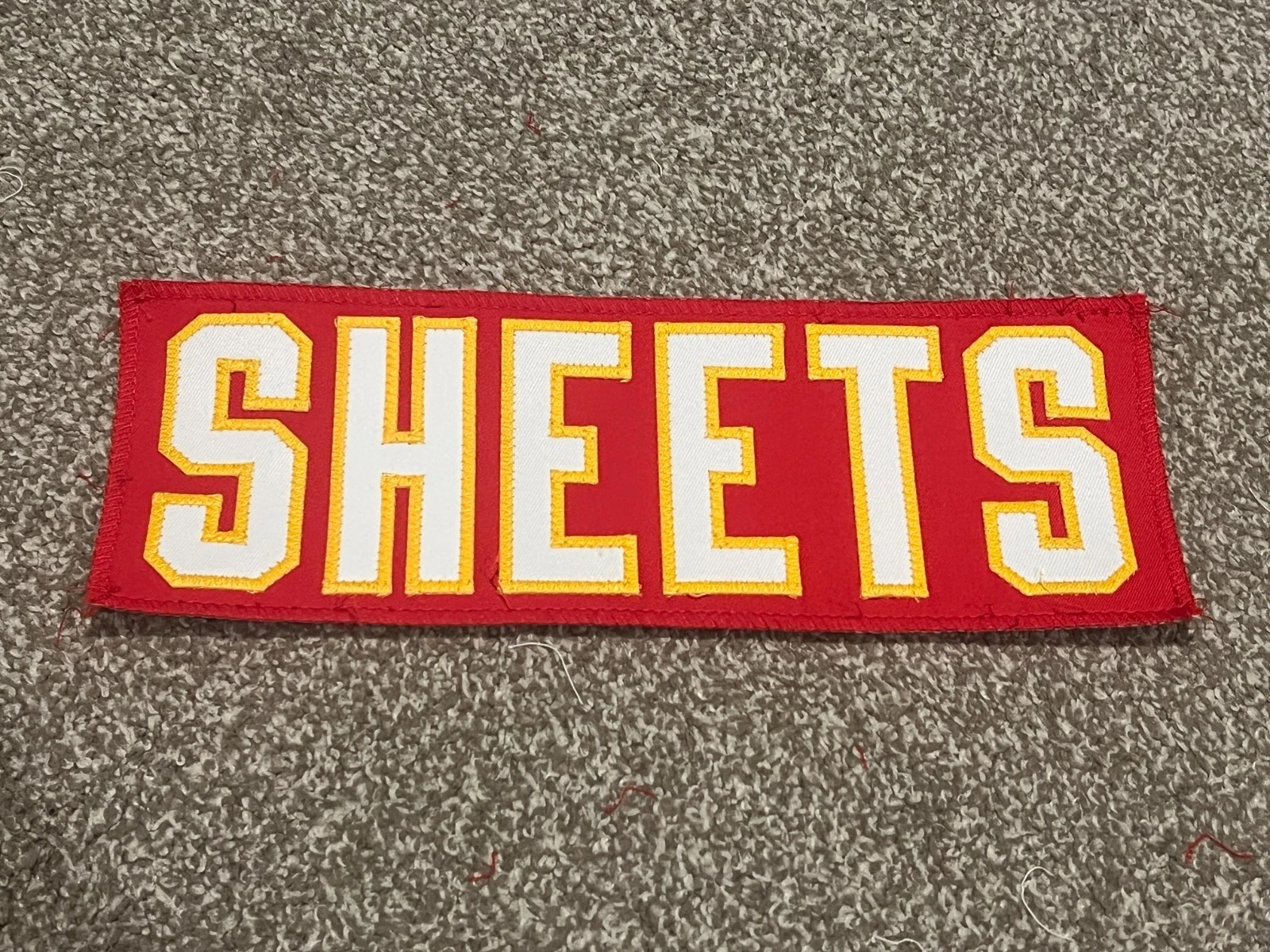 KANSAS CITY CHIEFS GAME USED ? TEAM ISSUED JERSEY NAMEPLATE FOOTBALL KYLE SHEETS