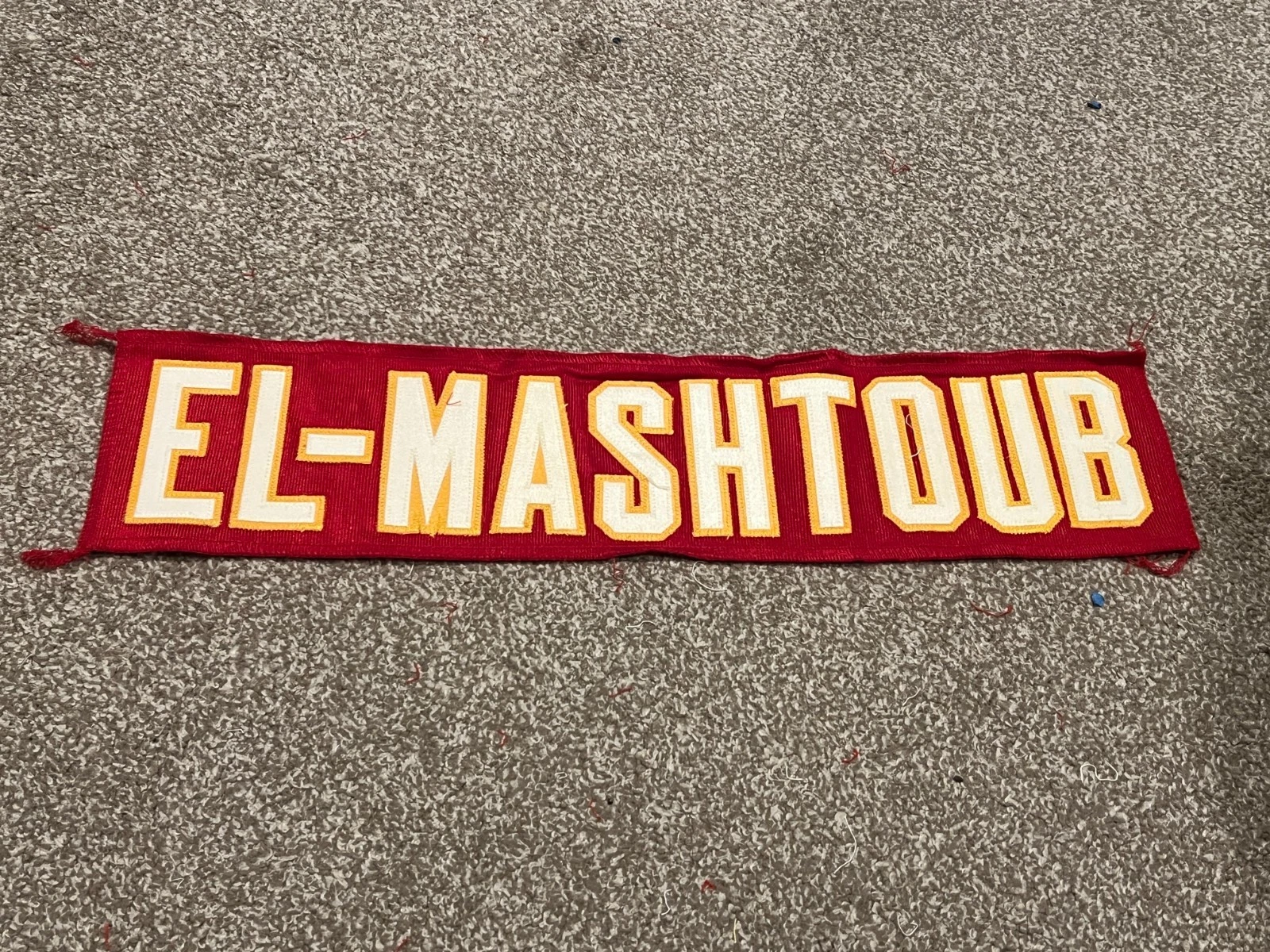 KANSAS CITY CHIEFS GAME USED ? ISSUED JERSEY NAMEPLATE HICHAM EL-MASHTOUB