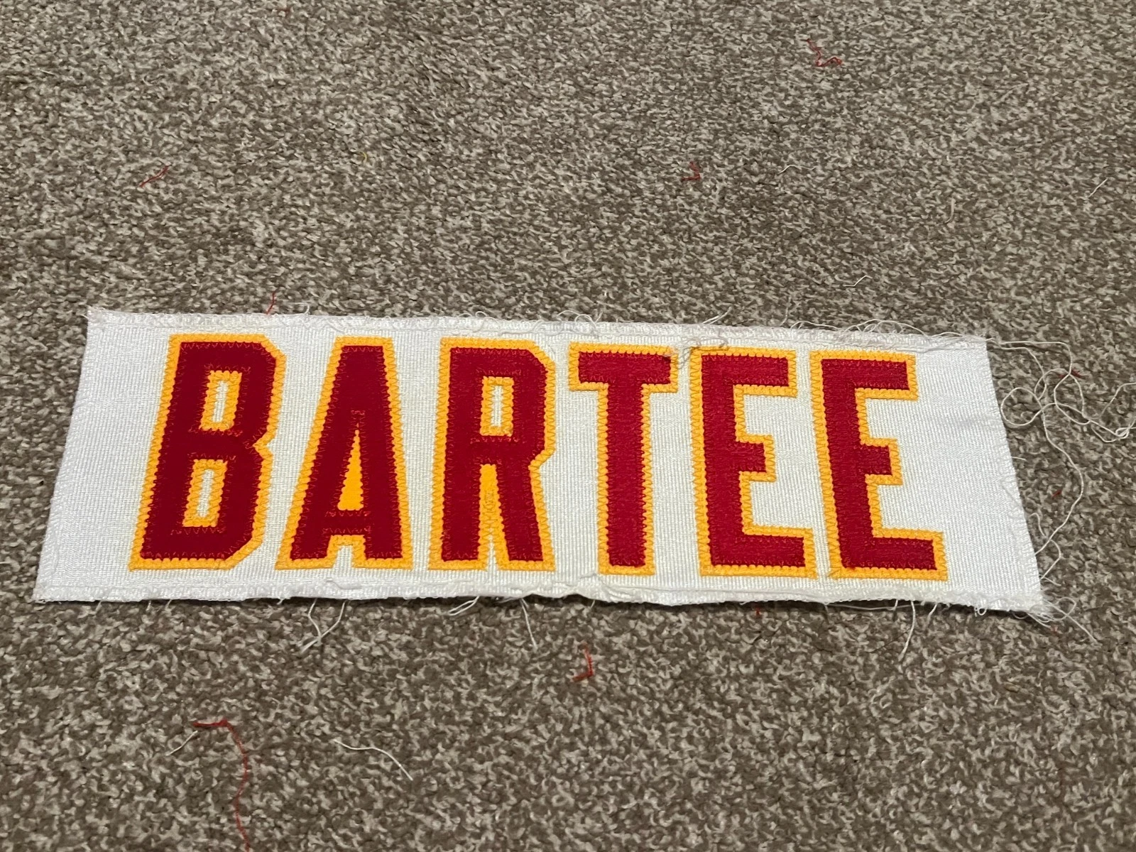 KANSAS CITY CHIEFS GAME USED ? ISSUED JERSEY NAMEPLATE NFL WILLIAM BARTEE