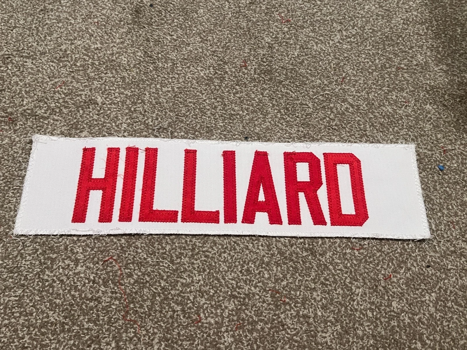 KANSAS CITY CHIEFS GAME USED ? ISSUED JERSEY NAMEPLATE JUSTIN HILLIARD OHIO ST.