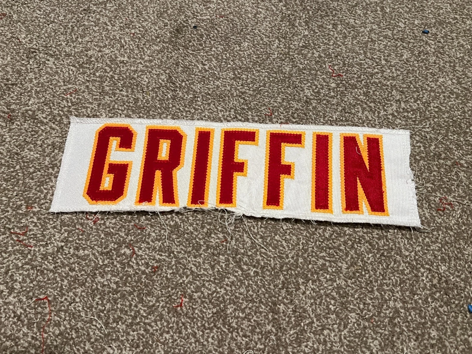 KANSAS CITY CHIEFS GAME USED ? ISSUED JERSEY NAMEPLATE NFL KRIS GRIFFIN IUP