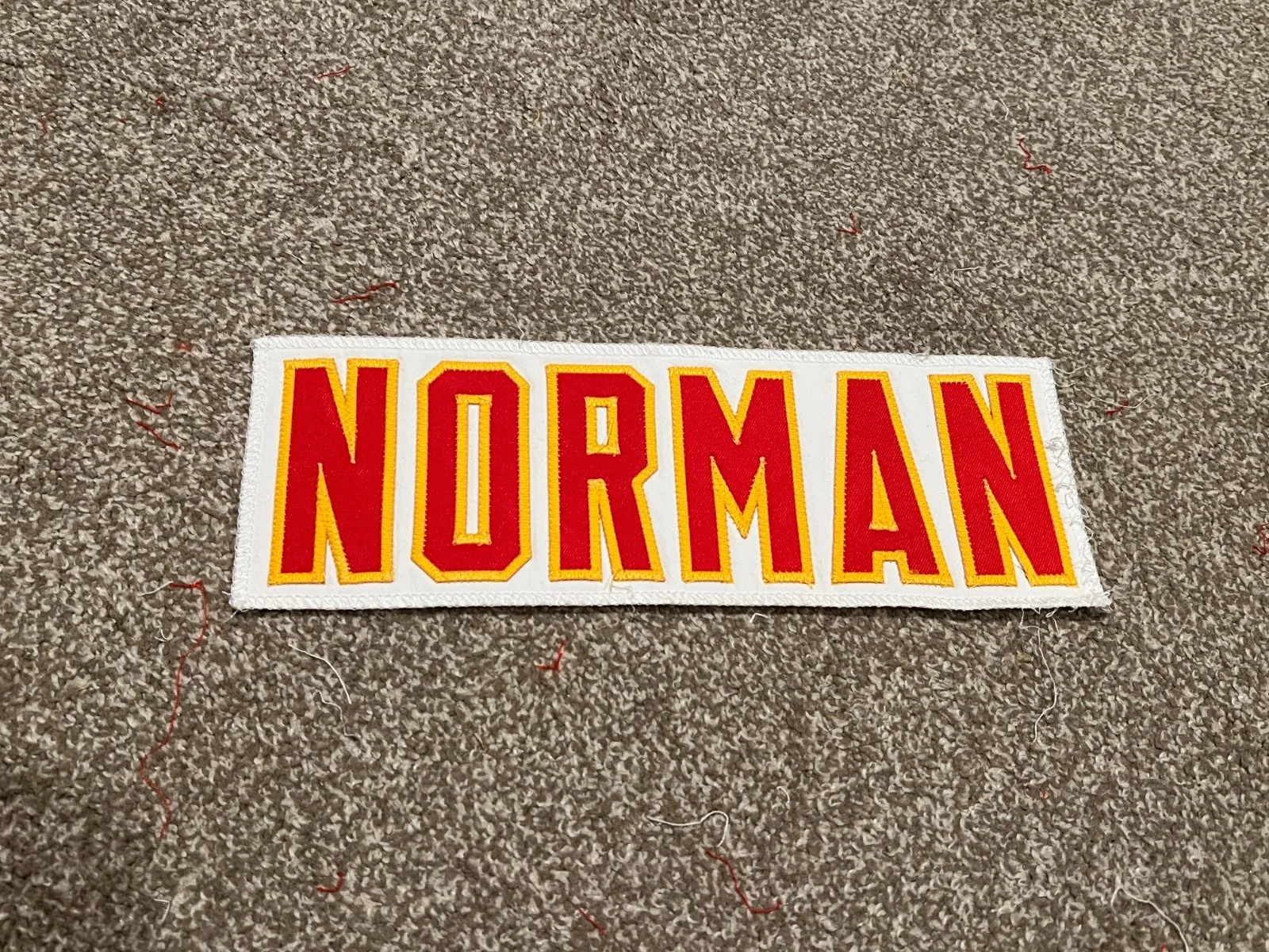 KANSAS CITY CHIEFS GAME USED ? ISSUED JERSEY NAMEPLATE NFL FOOTBALL NORMAN