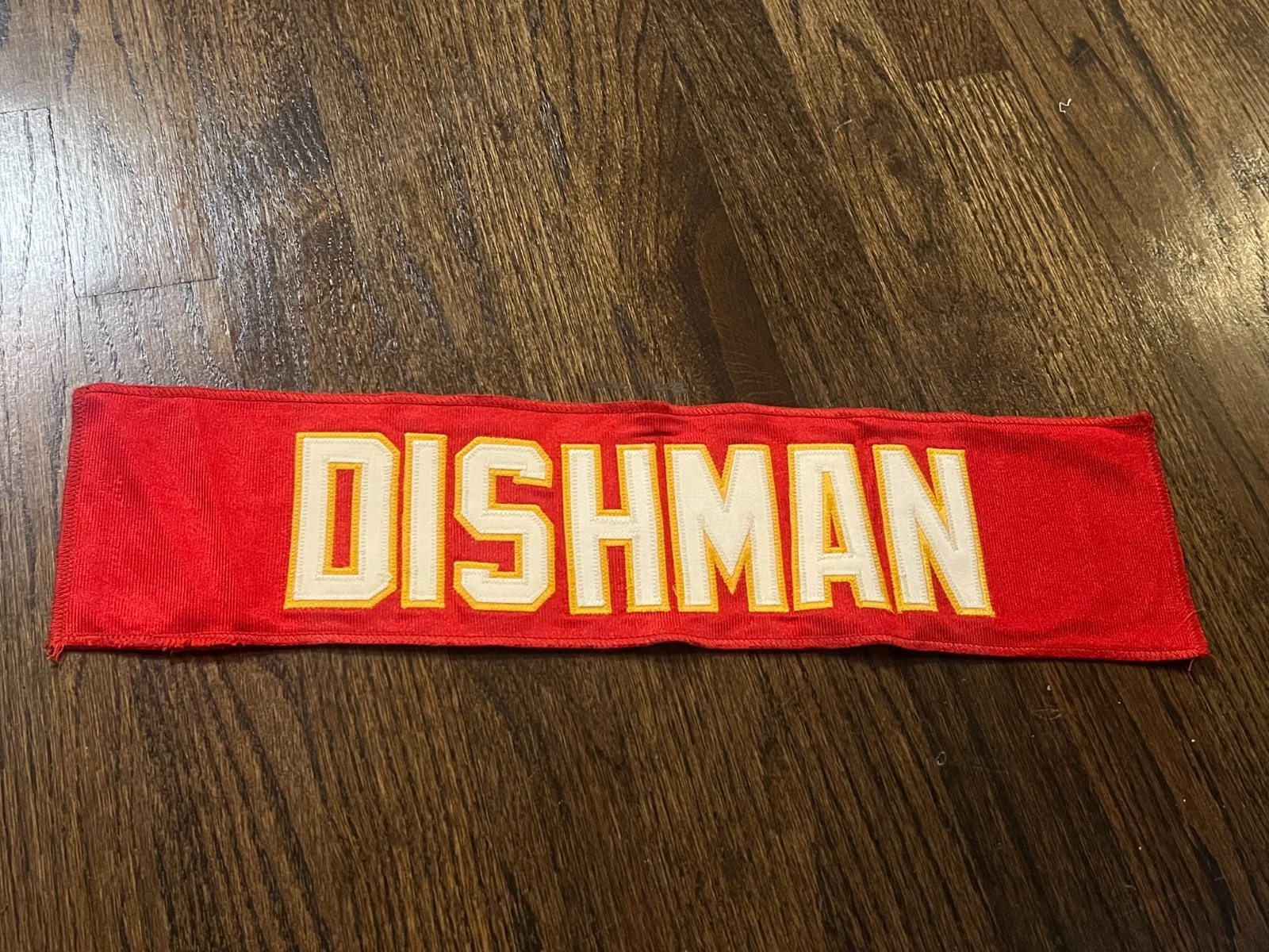 KANSAS CITY CHIEFS GAME USED ? TEAM ISSUED JERSEY NAMEPLATE CRIS DISHMAN