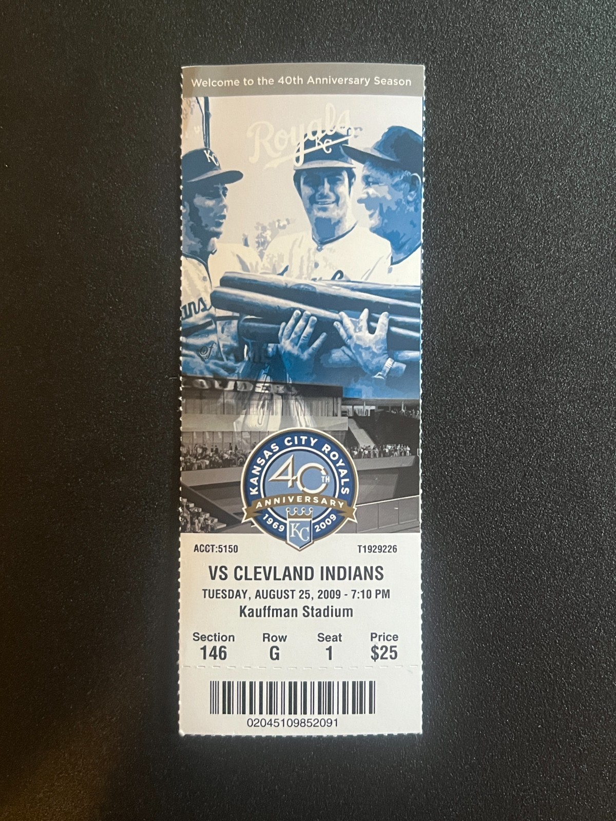 Baseball Ticket Kansas City Royals 8/25/2009 Zack Greinke 15k Game Maier 1st HR
