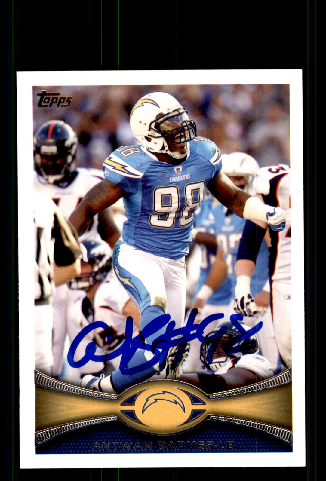Signed Football Card Auto Antwan Barnes 2012 Topps #309 San Diego Chargers