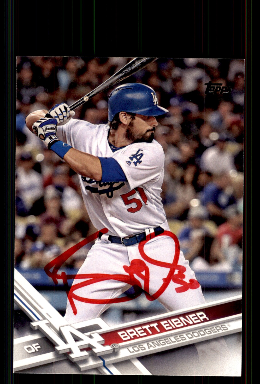 Signed Baseball Card Auto Brett Eibner 2017 Topps Update #US298 Dodgers