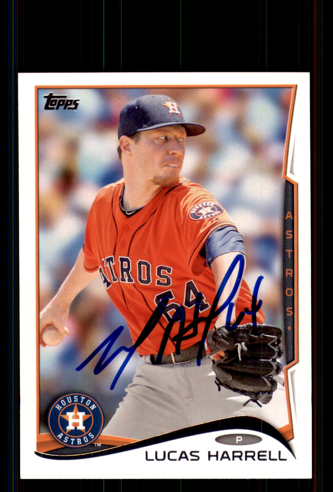 Signed Baseball Card Auto Lucas Harrell 2014 Topps #419 Houston Astros