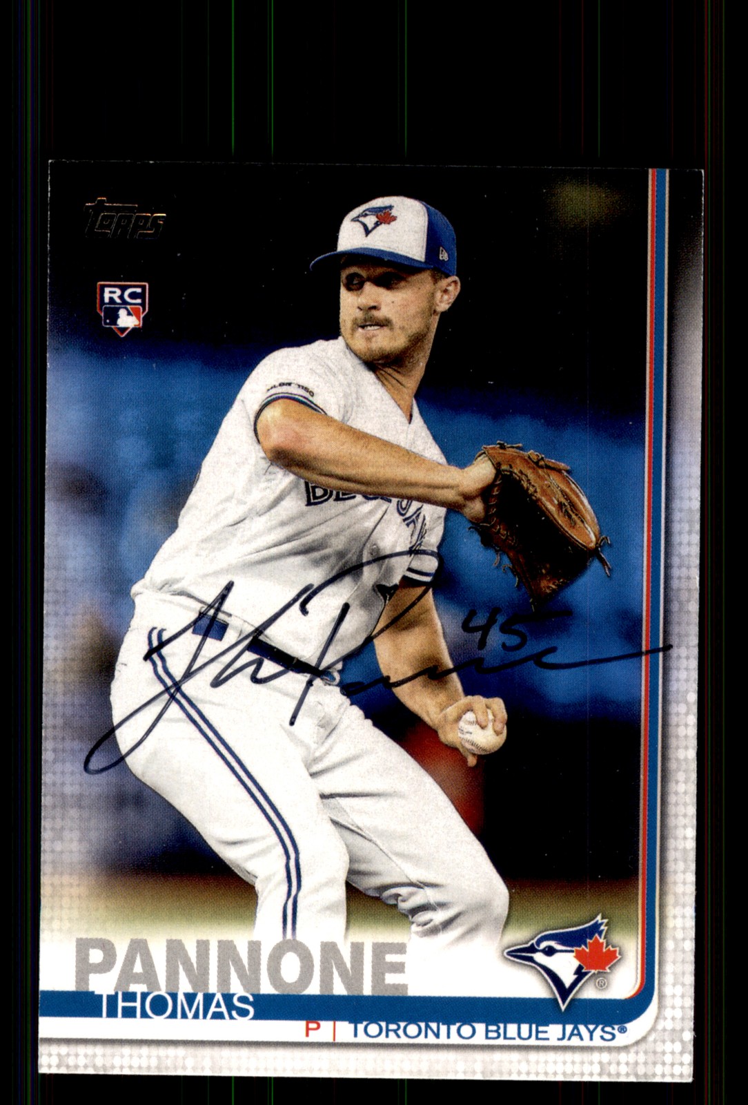 Signed Baseball Card Auto Thomas Pannone 2019 Topps Update #US239 Blue Jays