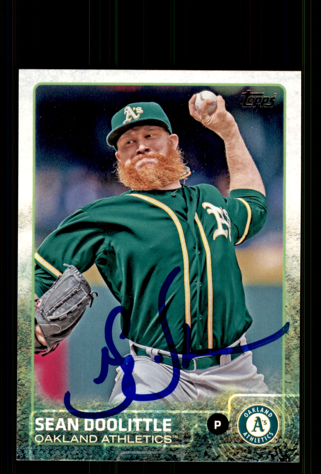 Signed Baseball Card Auto Sean Doolittle 2015 Topps #117 Oakland Athletics