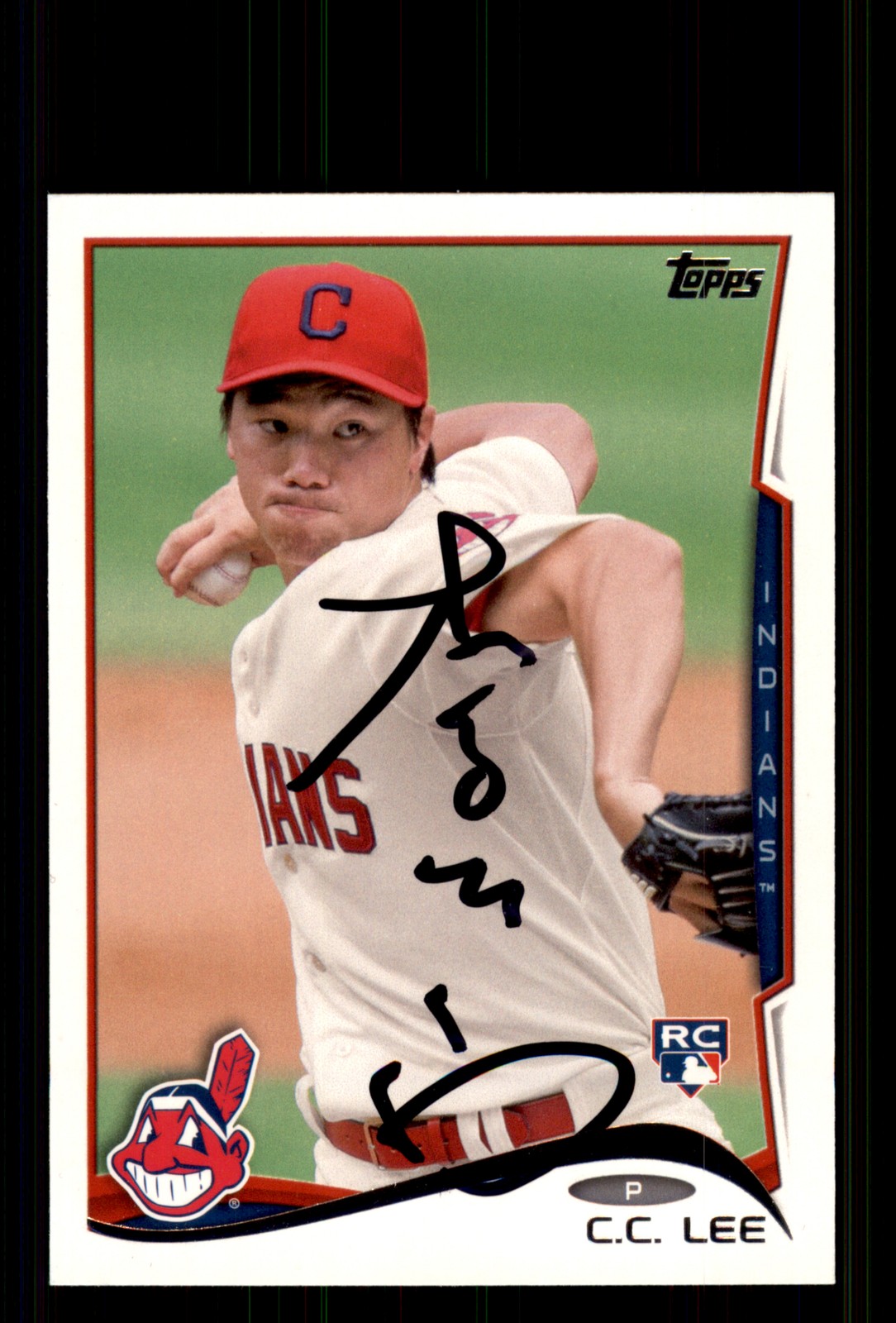 Signed Baseball Card Auto C.C. Lee 2014 Topps #404 Cleveland Indians