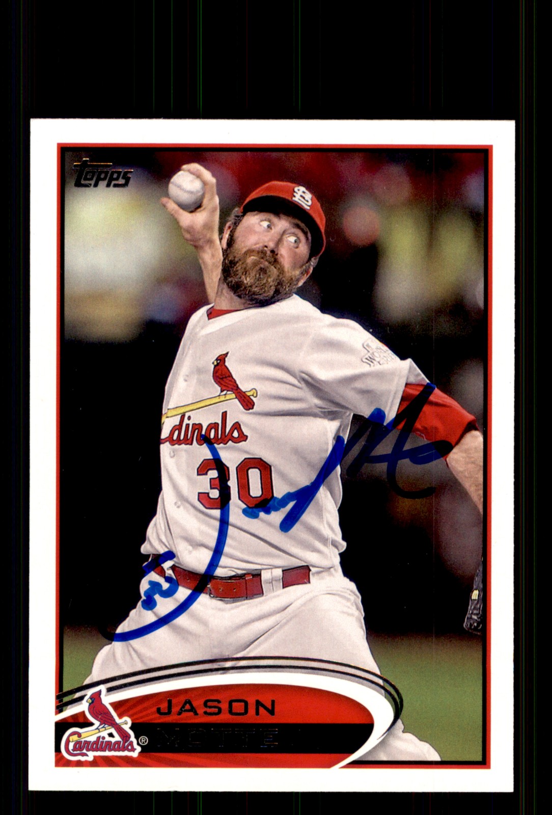 Signed Baseball Card Auto Jason Motte 2012 Topps #434 St. Louis Cardinals