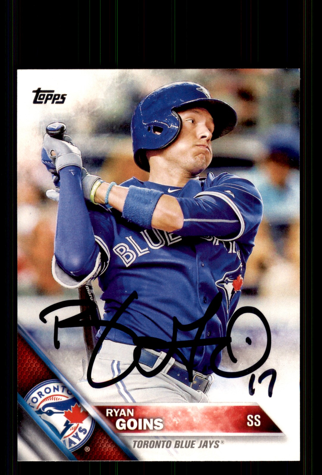 Signed Baseball Card Auto Ryan Goins 2016 Topps #274 Toronto Blue Jays