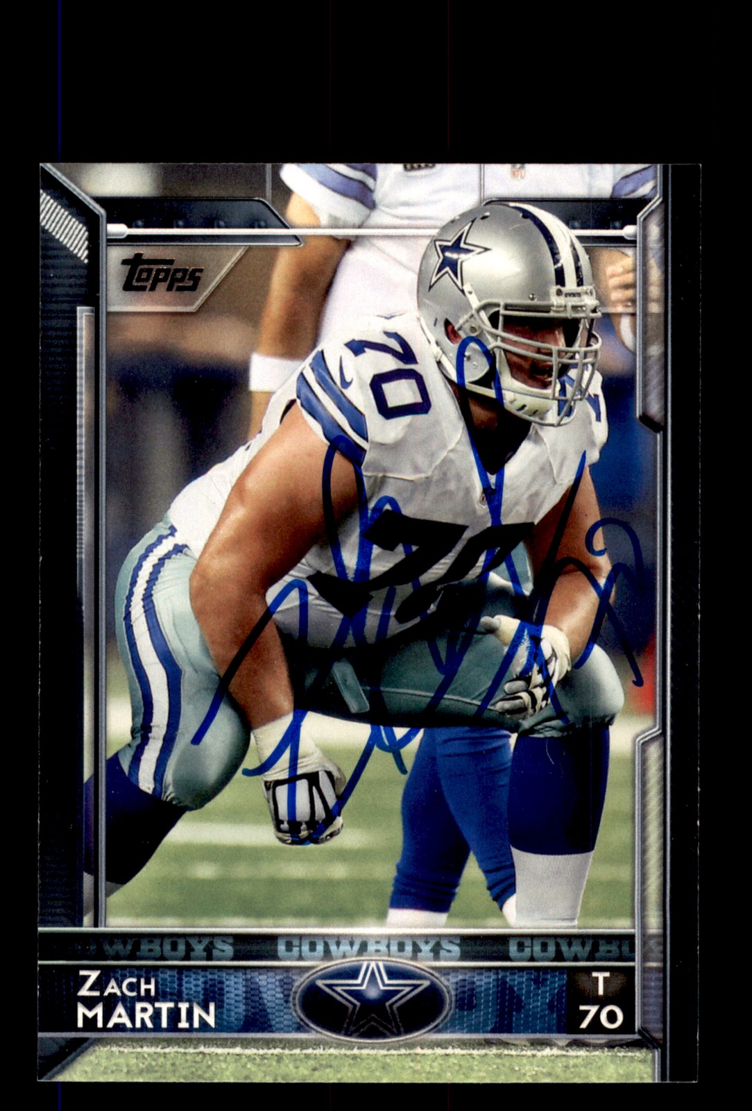 Signed Football Card Auto Zack Martin 2015 Topps #93 Dallas Cowboys